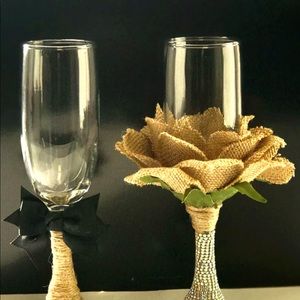 Elegant Rose Designs Stem Wine Glasses